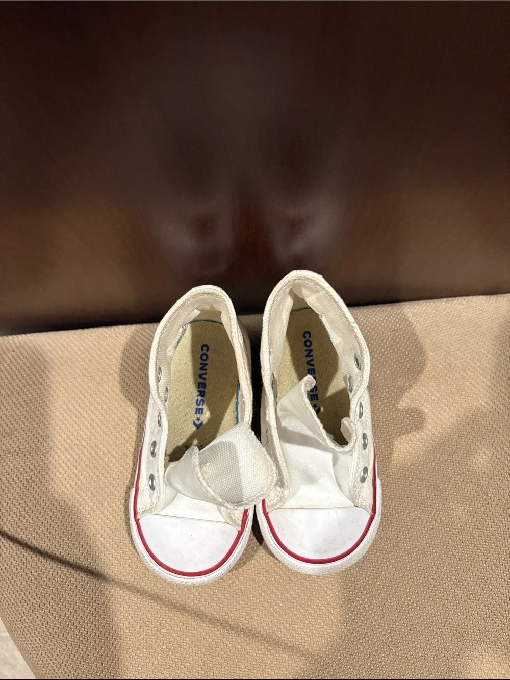 Converse Kids White Canvas Sneakers with Red Accent